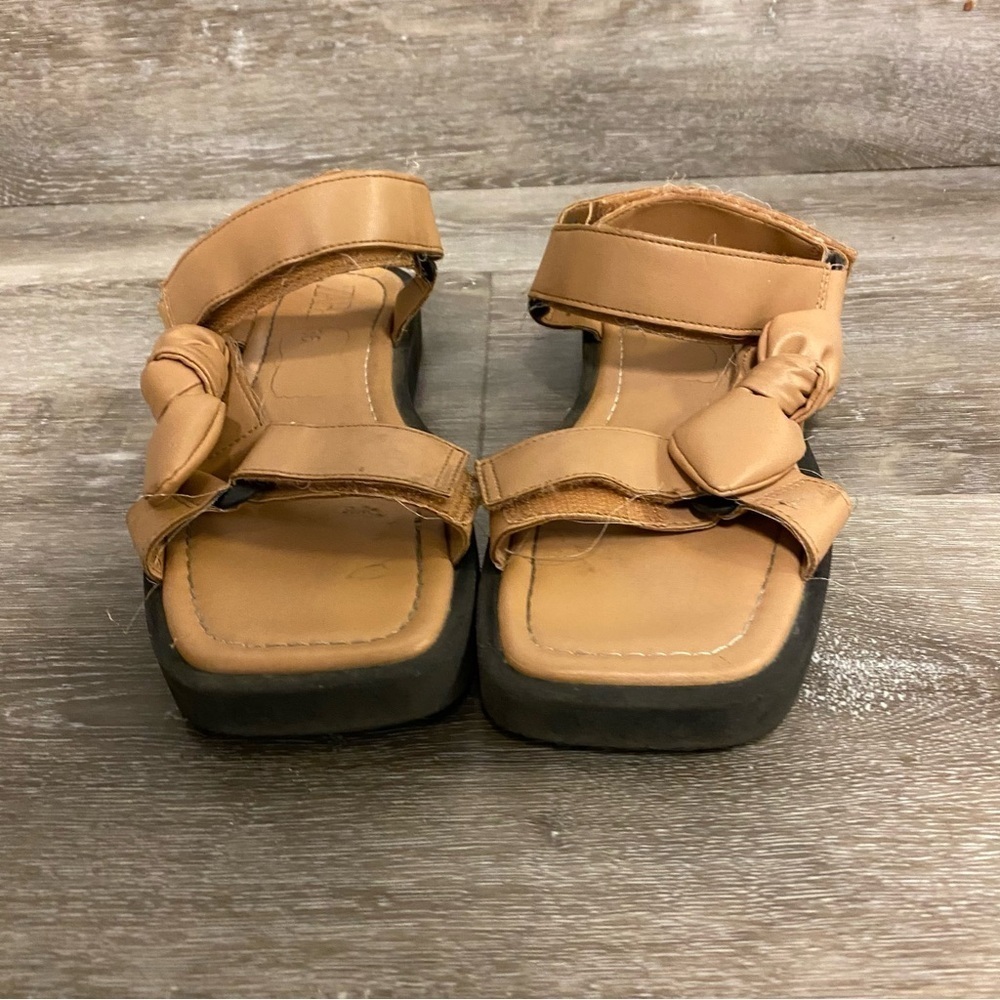 Zara |  Womens Tan Strapped Bow Sandals Size 36 - Picture 8 of 11